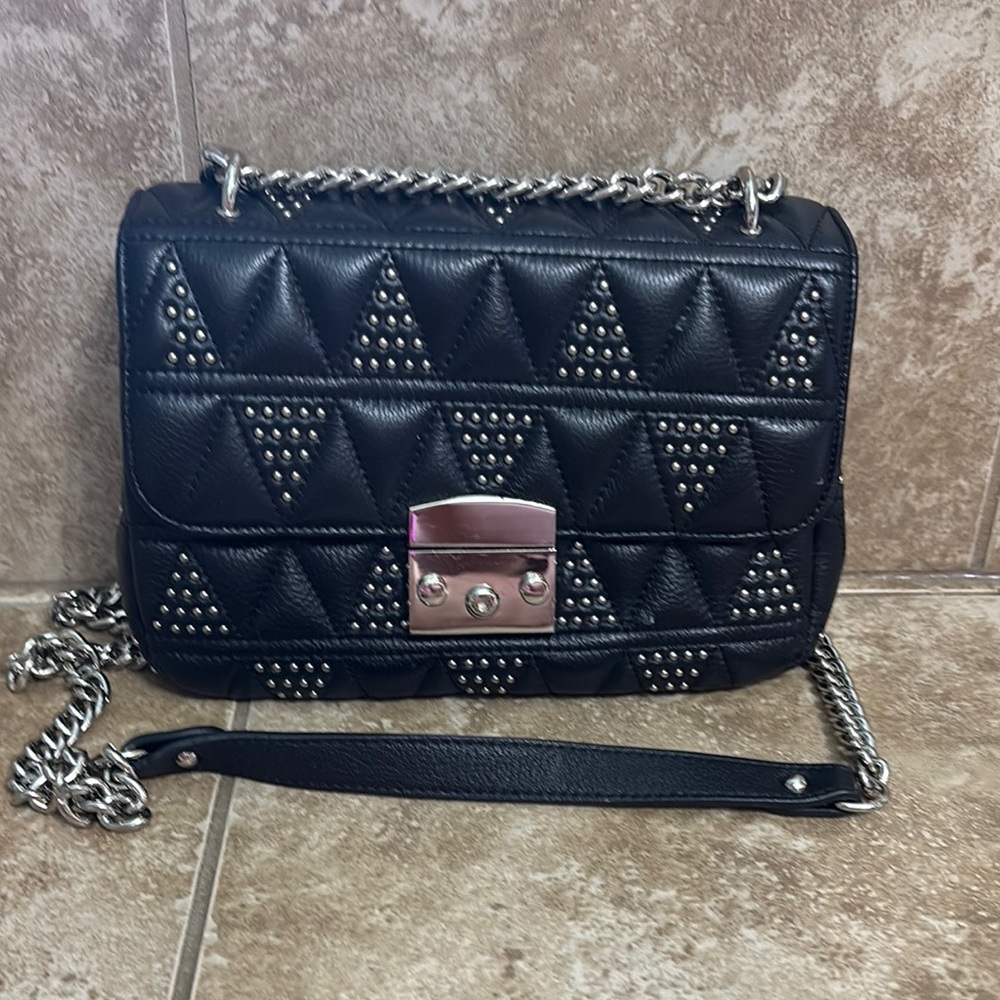 Black Studded Chain Shoulder Bag